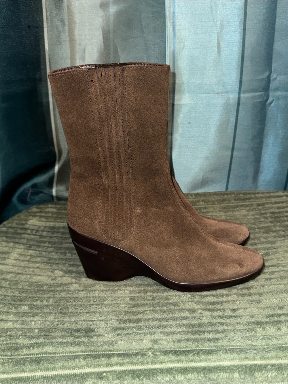 Cole Haan Brown Suede Mid-Calf Wedge Boots